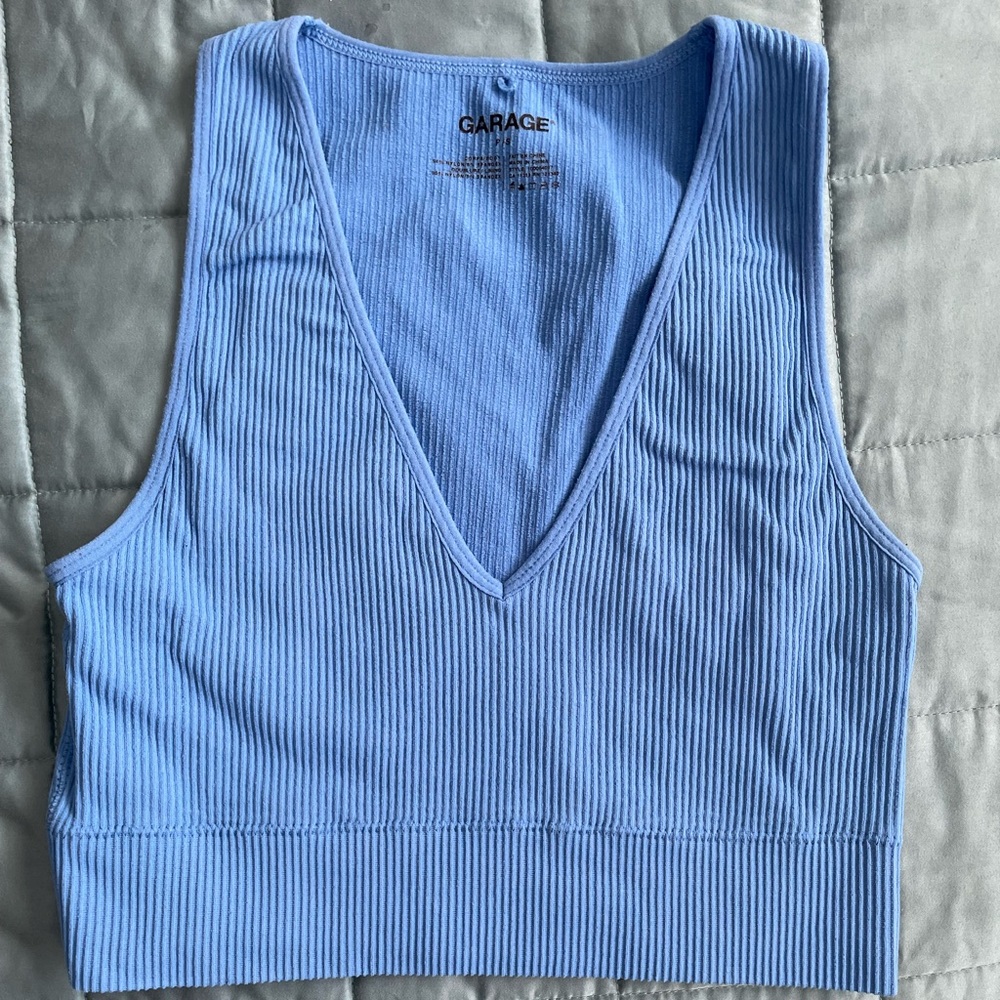 Garage blue seamless ribbed cropped tank size S